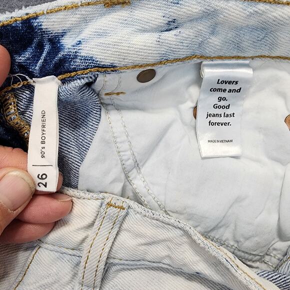 Pacsun Womens Jeans Size 26 90s Boyfriend High Rise Distressed Bleach Raw Hem - Picture 4 of 16